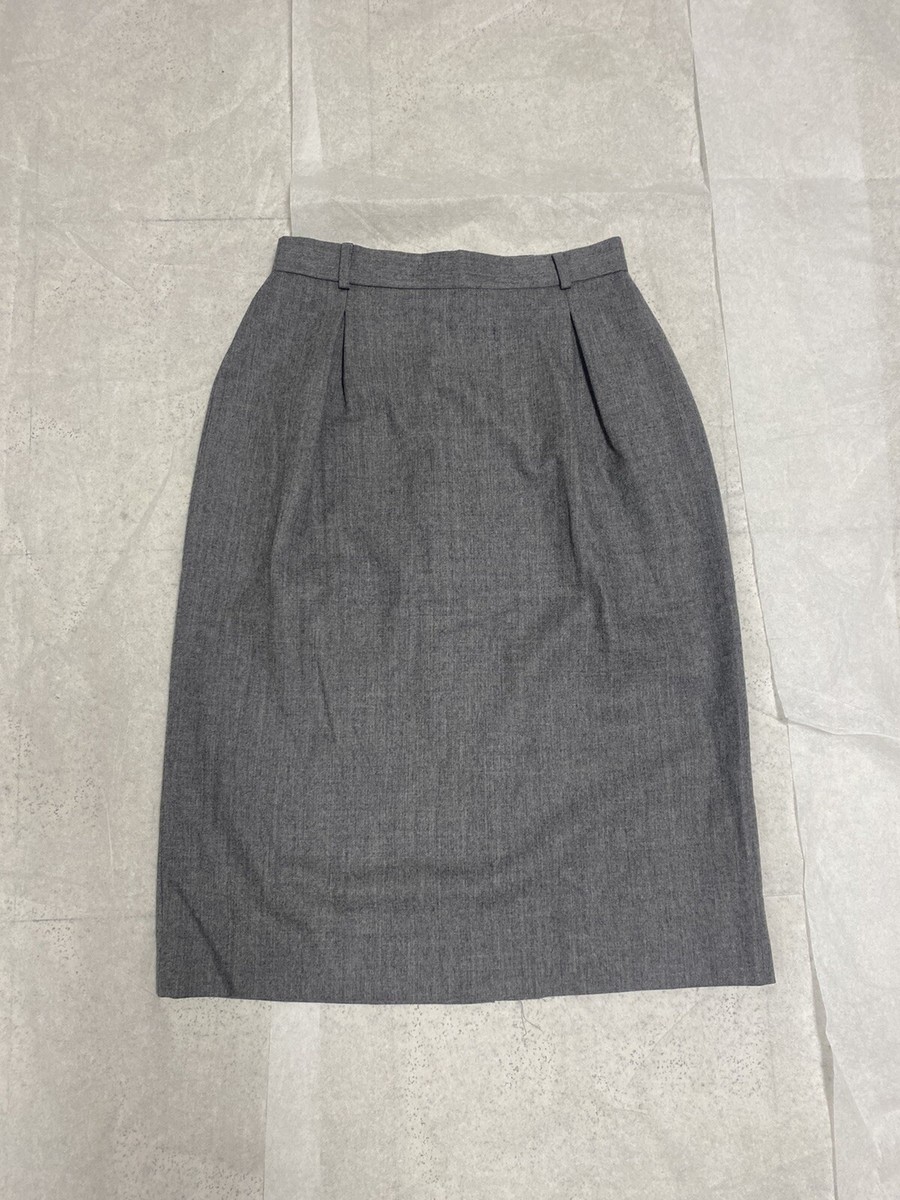 JM Collectibles Womens 100% Wool Gray Pencil Skirt MIDI Size Fits Sz 4)
