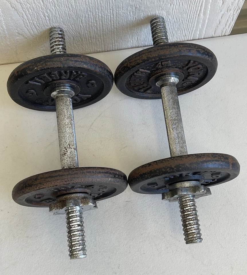 York Barbell Mancuerna Estándar Vintage 4 5 lb # Pesas Manijas Collares Bloques Foto 4 de 4