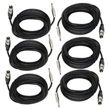 6-Pack 25ft Speaker XLR Cables Quarter Stereo Male To 3-Pin XLR Female DJs Cable
