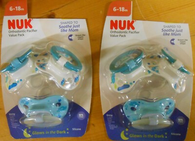 6 - Nuk Comfy Orthodontic Silicone Pacifiers Binky Soother 6 - 18  Month Blue