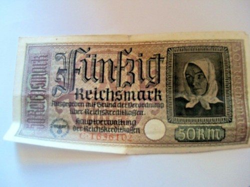 50 Reichsmarks - C 1636102 Reich Bank Note- Swastika Nazi Reich - Picture 5 of 5
