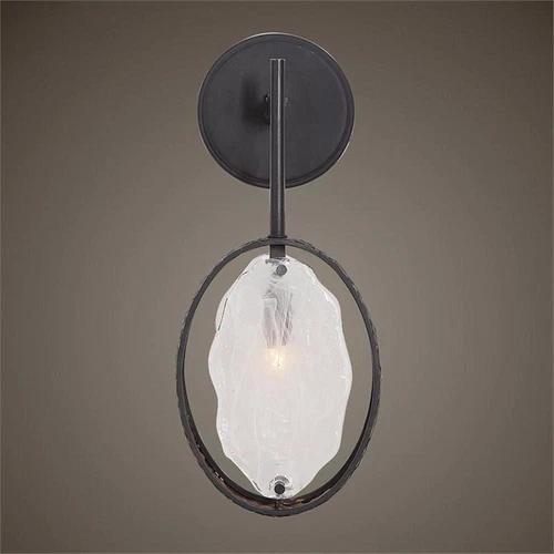 Uttermost Maxin Transitional Iron and Glass Wall Sconce in Dark Bronze - Picture 2 of 3