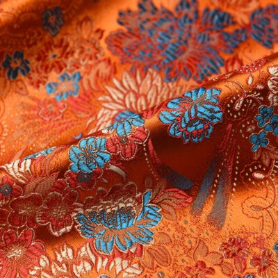 Satin Kunstseide Stoff Vintage Chinesisch Peony Blumen Damast Brokat Kostüm - Bild 1 von 4