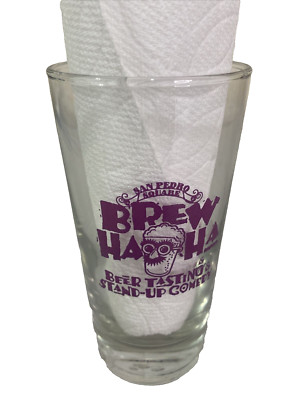 San Jose San Pedro Square Brew Haha 8oz Half Pint Glass Stand Up Comedy Vintage