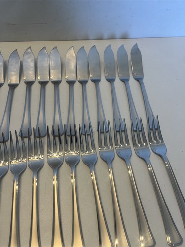 Série De 12 Couteaux Et 12 Fourchettes À Poisson Guy Degrenne En Inox - Imagen 11 de 23