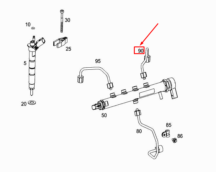 Neu MERCEDES-BENZ GLE W167 Kraftstoffdruckleitung A6540709400 Original