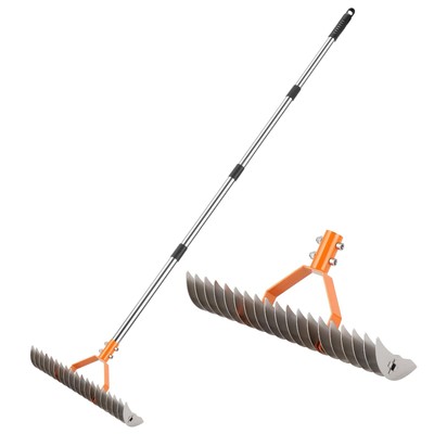 Thatch Rake 15-Inch Wide Lawn Thatching Rake for Cleaning Dead Grass Lawn Gra...