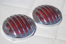 33-36 Ford Tail Light Lamp Lenses W Custom Chrome Grill Bezels Hot Rod Set Of 4