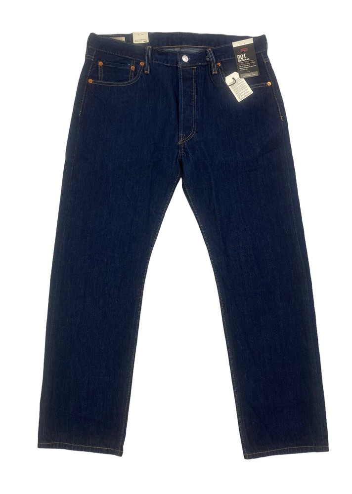 NEW Levi's Strauss 501 Original Regular Straight Dark Blue Mens Denim Jeans NWT