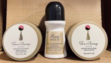 3 PIECE LOT 2 Far Away Perfume Skin Softener  1 Rare Gold Deodorant Avon New