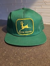 Vintage John Deere K Products Trucker Hat Snapback Mesh Patch Made in IA USA