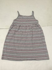 Carters Dress Girls Size 7 Grey Stripes Sleeveless 3307