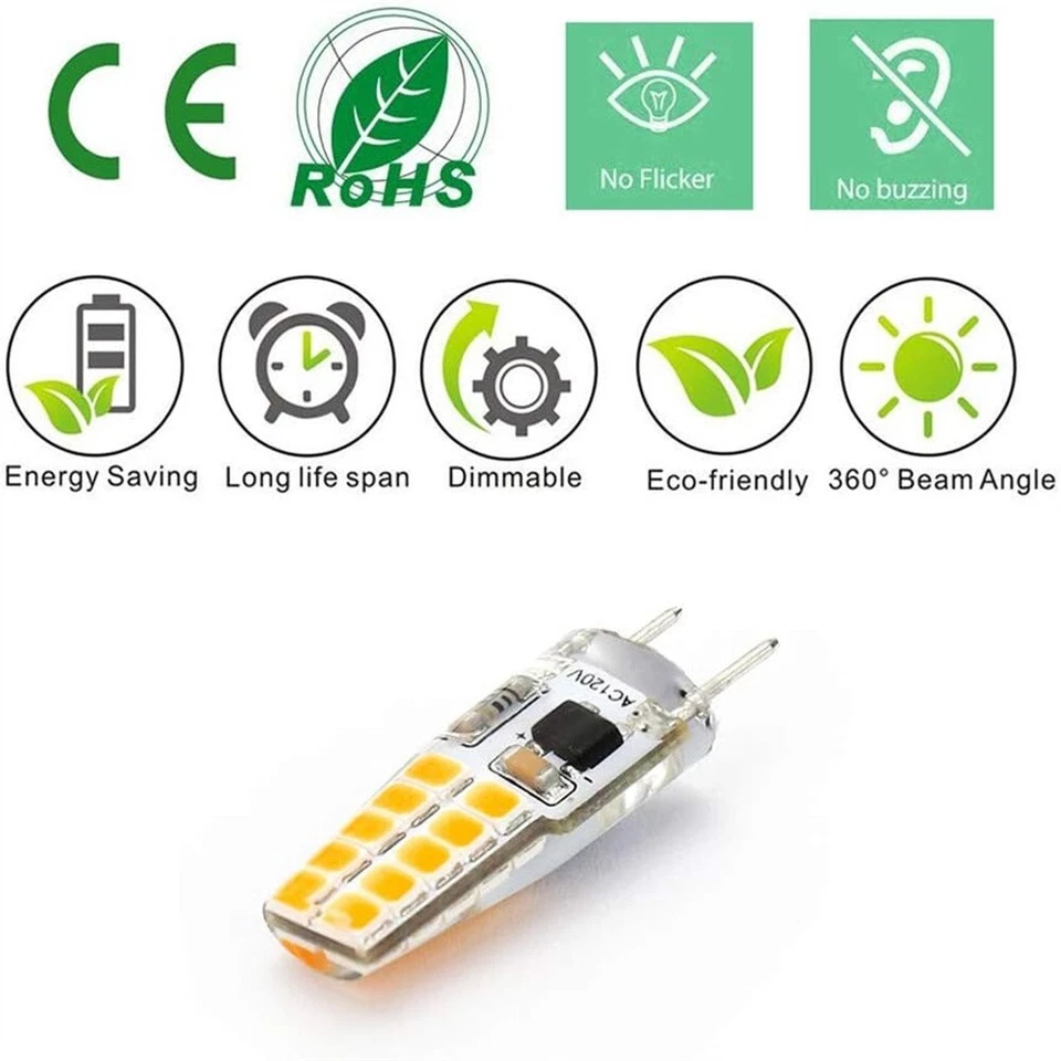 G8 LED Light Bulb 120V 3W Dimmable Bulb for Under Cabinet White Warm White 5Pcs - Image 3 of 4