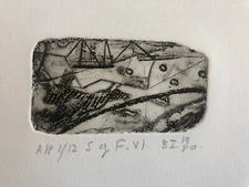 BRYAN INGHAM 1936-1997 Artist Proof ETCHING "Scenes of Falmouth Vi” 1980