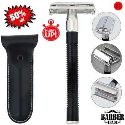 Double Edge Safety Razor & Men Classic Shaving Vintage Black Handle Razor