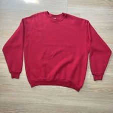 Vintage Lee Cotton Blend Blank Sweatshirt Men XL Red Pullover Plain 90s USA Tee