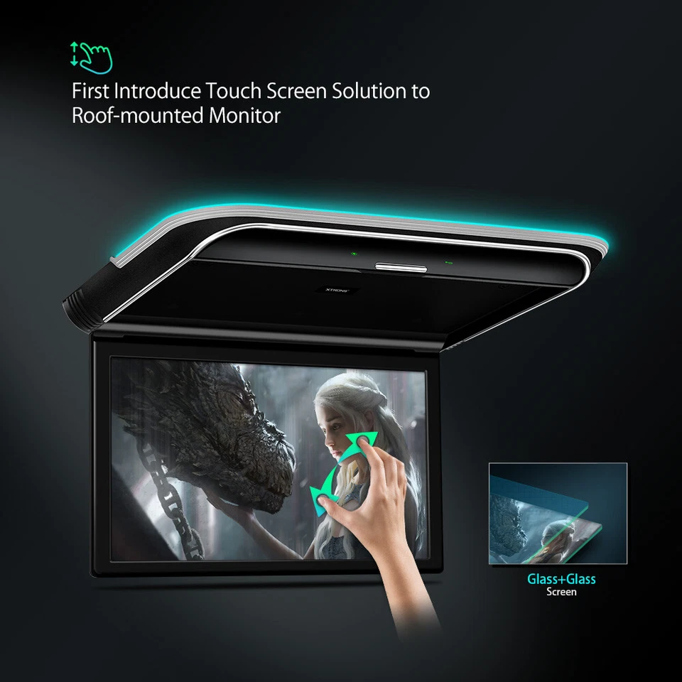 15.6" HD 8K IPS Touch Screen Car Roof Monitor Overhead HDMI USB Android FM Wi-Fi - Image 4 of 4