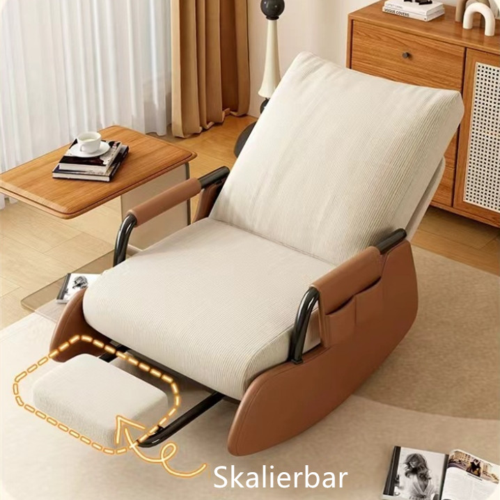 Schaukelstuhl Schaukelsessel mit Rückenlehne, Fußstütze für Wohnzimmer