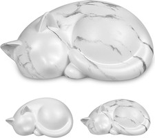 Sleeping Cat Memorial Urn, Resin Cremation Keepsake, Indoor Pet Tribute, 8 X 5.5