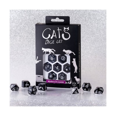 Q-Workshop Dice Cats Poly Set - Waffle (7) New