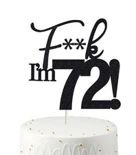 72 Cake Toppers, 72 Birthday Cake ToppersBlack Glitter, Funny 72nd Cake Toppe...