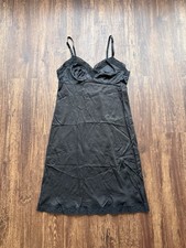 Vintage Women  s Vanity Fair Black Lace-Trim Light Full Slip Dress - Size 34