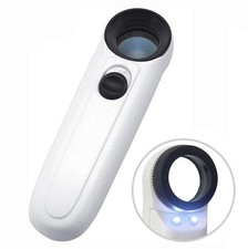 40X Handheld Magnifying Glass Loupe 2 LED Light Jewelry Watch Reading Repair
