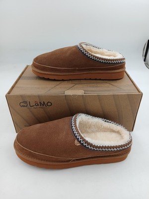 LAMO Mule Shoes Womens Brown Suede Faux Fur Jule Clog House Cozy Size 10