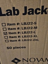 50 Pack Disposable Lab Coat Jackets Unisex Hip-Length 45gm L LARGE Blue 3 Pocket