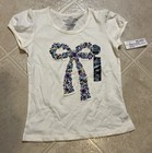 NWT Girls 6x Off-white S/S Shirt W/ Floral Bow Blue Purple Flowers NEW — photo 6
