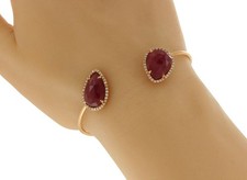 Rose Cut Sliced 12.45 CT Ruby 0.35 CT Diamonds 14K Rose Gold Bangle »NP1