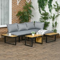 Outsunny 3-Tlg. GartenmöBel-Set, BalkonmöBel Mit Sitzkissen FüR Terrasse, Alu
