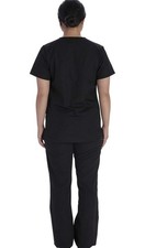 Black Nurse Scrub Set V-Neck with Pockets pants Medium