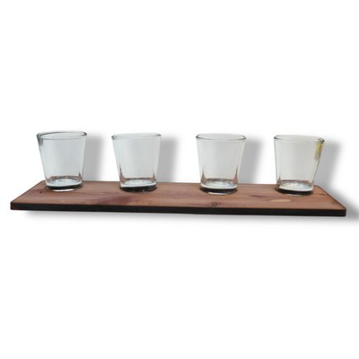 Flight Board with 4 shot glasses