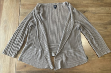 Eileen Fisher 100 Linen Open Front Cardigan Womens 1X Brown Waterfall Sweater