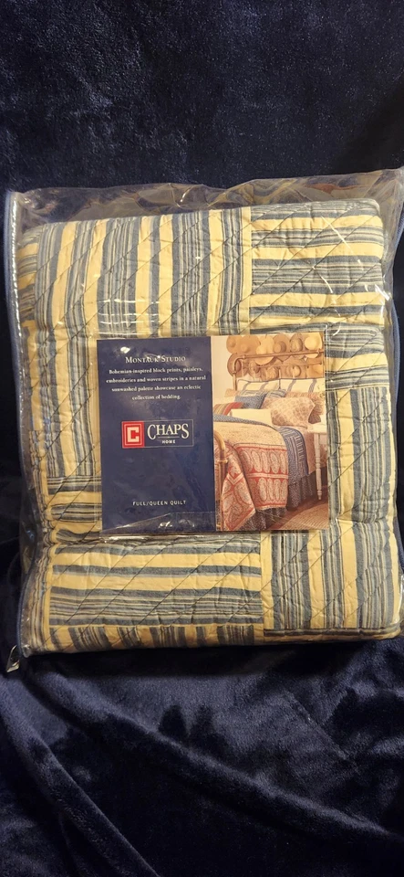 Edredón Chaps Ralph Lauren Completo/Reina Patchwork Montauk Studio Rayas Azul Revrsbl Foto 2 de 4