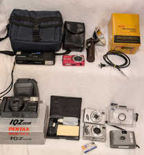 Vintage Camera  Accessories Lot - Parts or Display - Sony Pentax Nikon Others