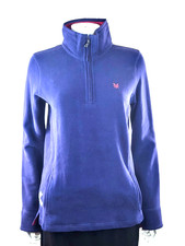Crew Clothing Ladies Indigo Sweater Sweatshirt Half Zip UK 10 100 Cotton