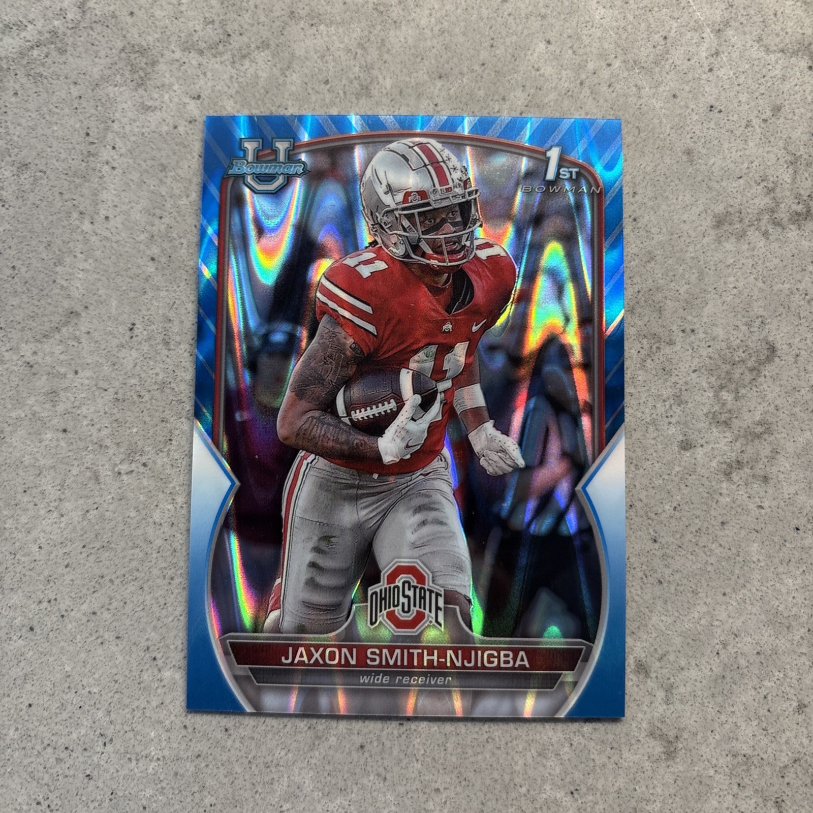 2022 Jaxon Smith-Njigba - Bowman University Chrome Blue Refractor /199 (RC) #78