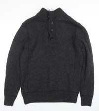Next Herren Henley Pullover grau Wollmischung Gr&ouml;&szlig;e M