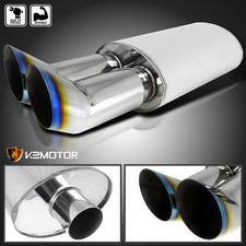 Dual Slant Tip 2.5 Inlet High Flow Sport Racing Titanium Tip Exhaust Muffler