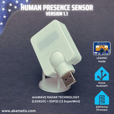 Human Presence Sensor v1.1 for Home Assistant, WiFi (LD2410C + ESP32 C3)