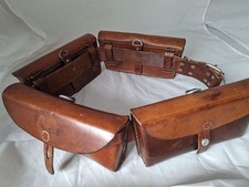 Schweizer Militär Leder Koppel Patronentaschen Gürtel Set 4 Taschen Vintage