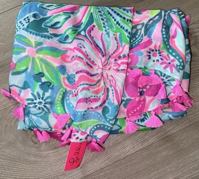 Lilly Pulitzer Resort Infinity Loop Scarf NWT Turquoise Oasis Golden Hour 34x32 
