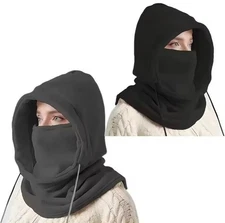 Unisex Winter Balaclava Knit Hood - Windproof Mask with Drawstring for Winter