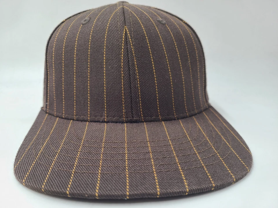 Top of the World Blank Plain Pinstripes Fitted 7 1/4 帽子羊毛混纺棕色 — 第 2/4 张图片