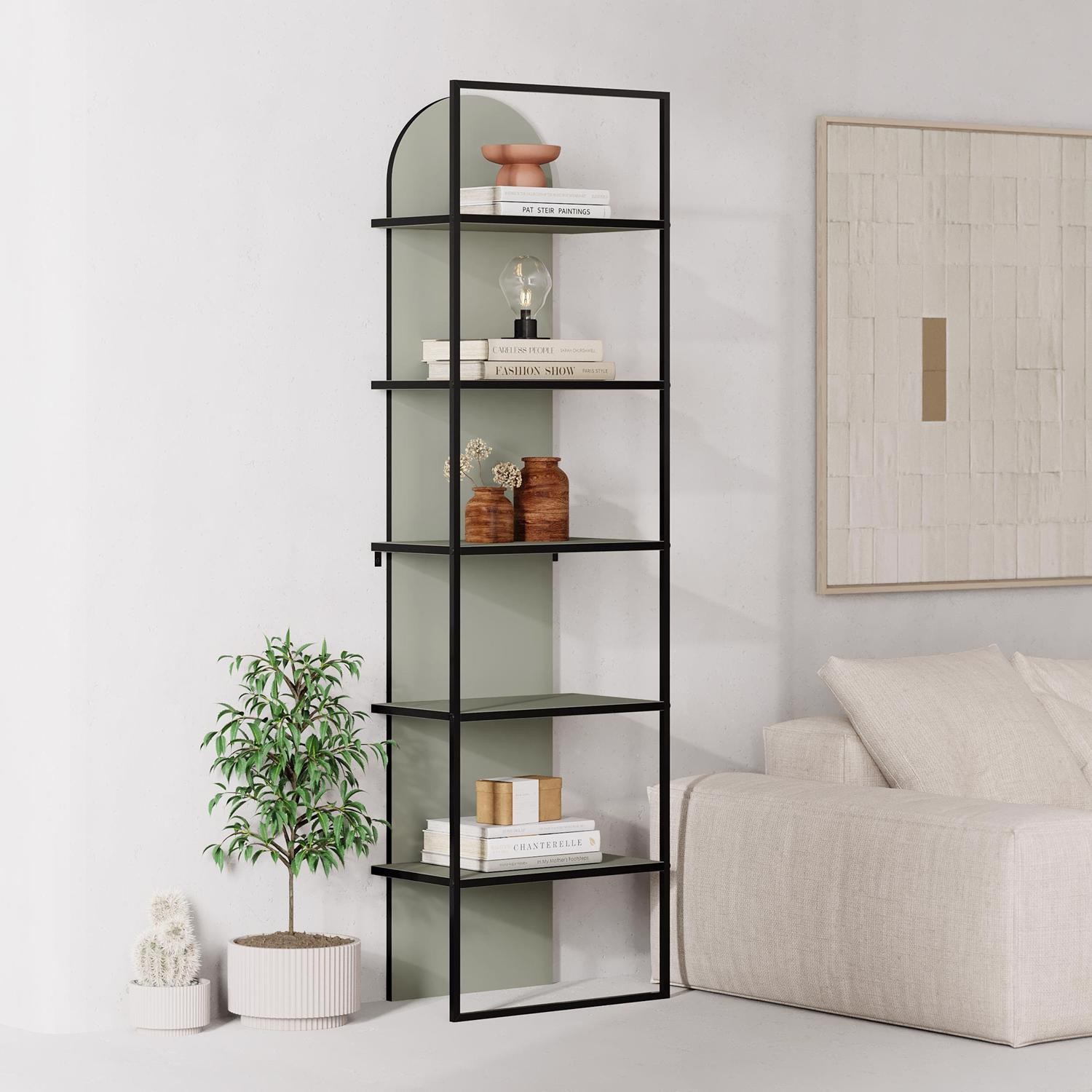 Ash Green Bookcase Modern Furniture Corner Display Book Shelf