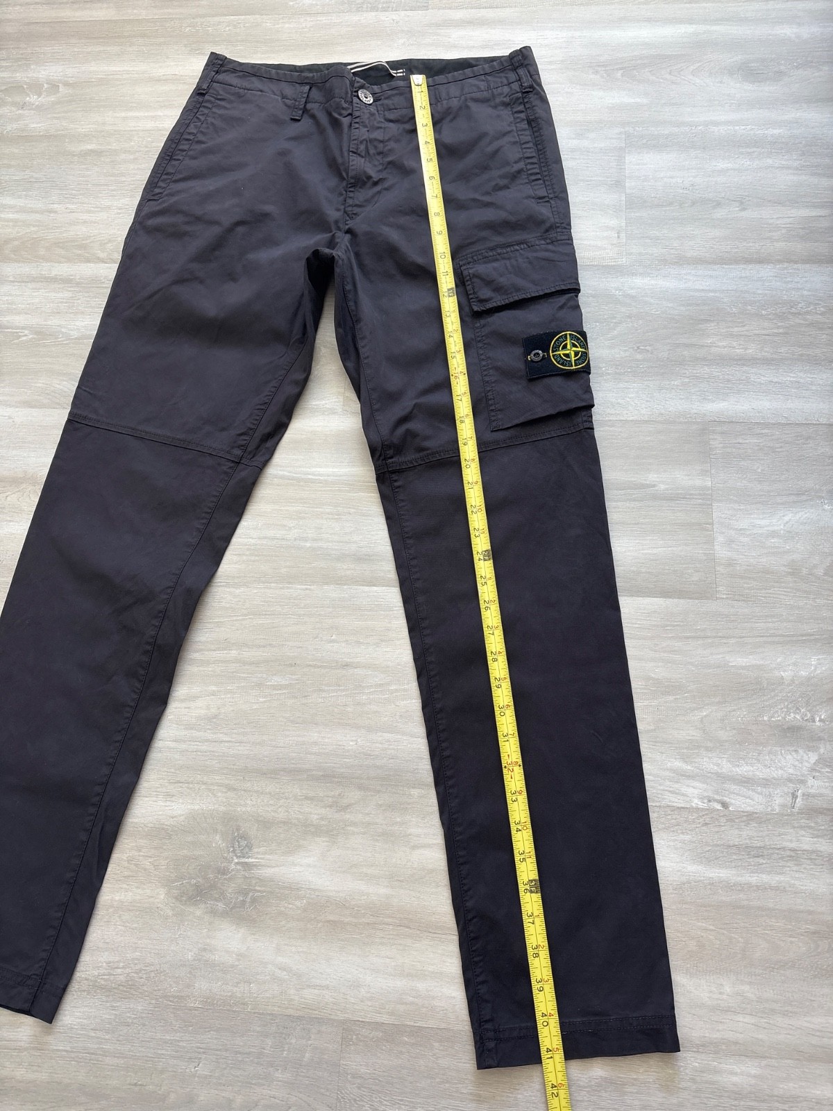 $445 New Authentic STONE ISLAND Badge Logo Black Cargo Pants Size Tag 31 W 32-33 thumbnail 3