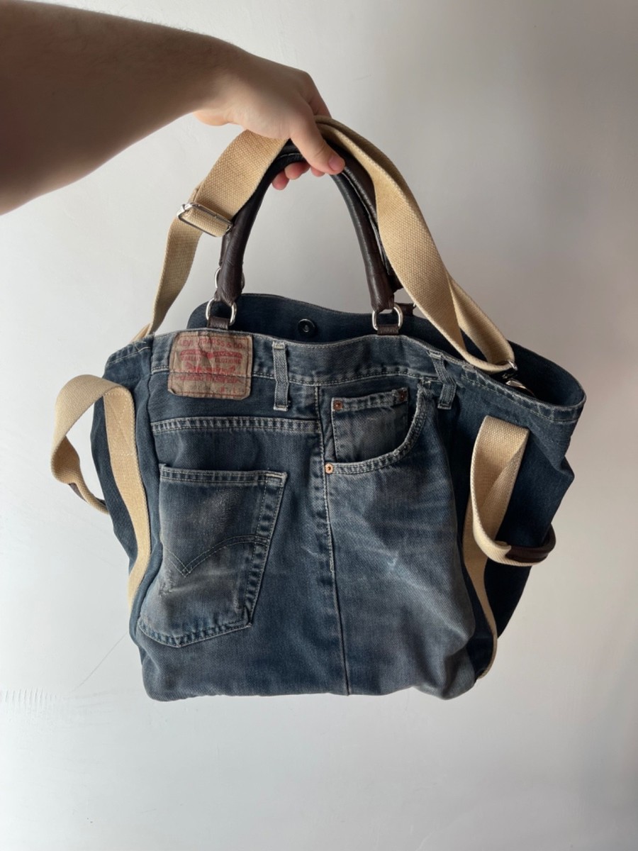 Levi's Reworked Denim Tote Bag Upcycled Jeans Shopper Handmade