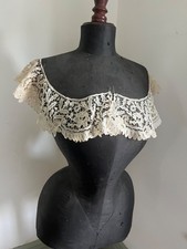 As is antique hand made duchesse lace bertha style collar .